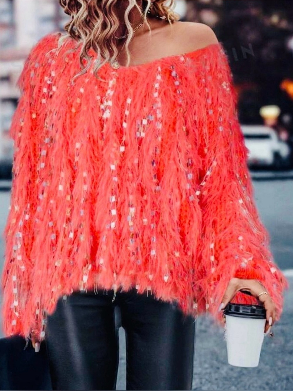 New - Women’s Pink / Coral Fringe Sweater